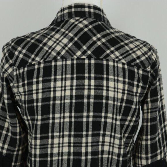 Kavu Women's XS Black & White Plaid Cotton Flannel Long Sleeve Button Up Shirt - Picture 4 of 9